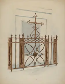 Iron Gate and Fence, c. 1936. Creator: Al Curry