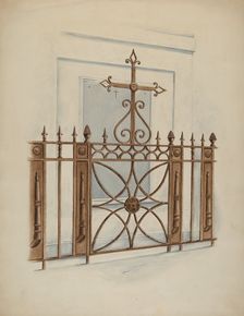 Iron Gate and Fence, c. 1936. Creator: Al Curry