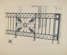 Iron Gate and Fence, c. 1936. Creator: Arelia Arbo
