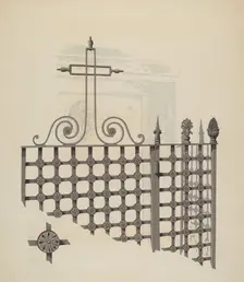 Iron Gate and Fence, c. 1936. Creator: Joseph L. Boyd
