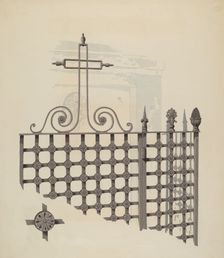Iron Gate and Fence, c. 1936. Creator: Joseph L. Boyd