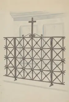 Iron Gate and Fence, c. 1936. Creator: Joseph L. Boyd