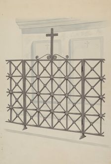 Iron Gate and Fence, c. 1936. Creator: Joseph L. Boyd