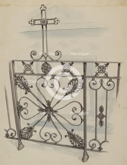 Iron Gate and Fence, c. 1936. Creator: Joseph L. Boyd.