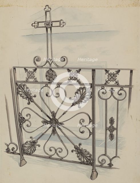Iron Gate and Fence, c. 1936. Creator: Joseph L. Boyd.