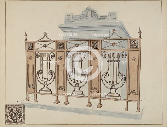 Iron Gate and Fence, c. 1936. Creator: Lucien Verbeke.