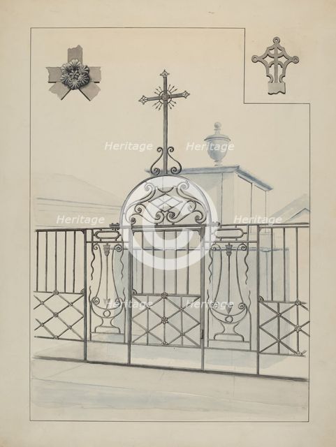 Iron Gate and Fence, c. 1936. Creator: Lucien Verbeke.