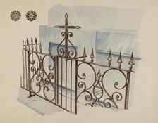 Iron Gate and Fence, c. 1936. Creator: Ray Price