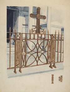 Iron Gate and Fence, c. 1936. Creator: Ray Price