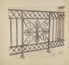 Iron Gate and Fence, c. 1936. Creator: Ray Price