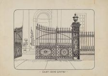 Iron Gate and Fence, c. 1936. Creator: Ray Price