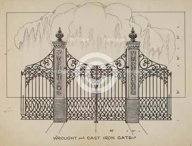 Iron Gates, c. 1936. Creator: Lucien Verbeke.