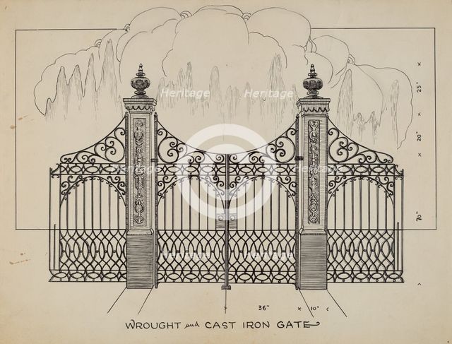 Iron Gates, c. 1936. Creator: Lucien Verbeke.