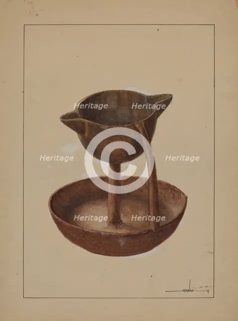 Iron Grease Lamp, c. 1937. Creator: James Drake.