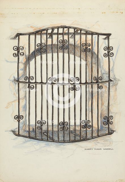 Iron Grille at Window, 1935/1942. Creator: Harry Mann Waddell.