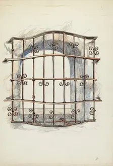 Iron Grille at Window, 1935/1942. Creator: Harry Mann Waddell