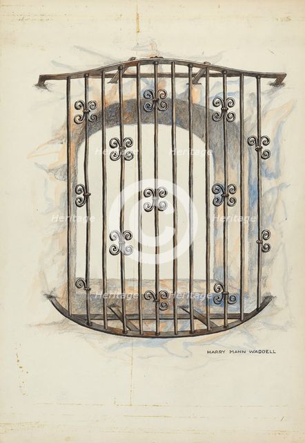 Iron Grille at Window, 1935/1942. Creator: Harry Mann Waddell.