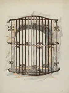 Iron Grille at Window (a Restoration), c. 1941. Creator: William Kieckhofel