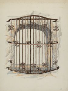 Iron Grille at Window (a Restoration), c. 1941. Creator: William Kieckhofel