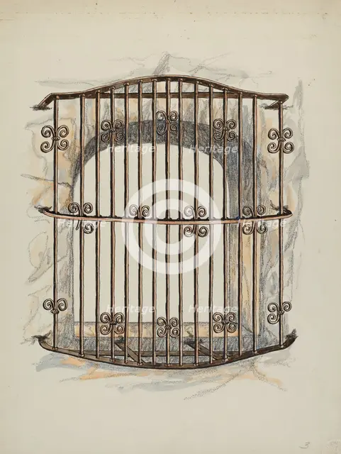 Iron Grille at Window (a Restoration), c. 1941. Creator: William Kieckhofel.