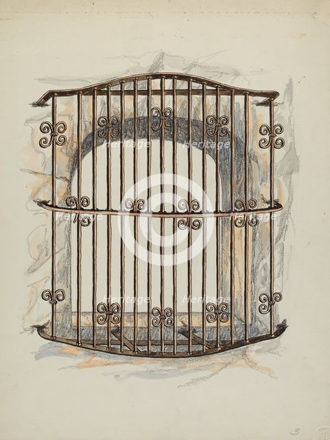 Iron Grille at Window (a Restoration), c. 1941. Creator: William Kieckhofel.