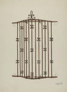Iron Grille (at Window) a Restoration Drawing, 1936. Creator: Geoffrey Holt