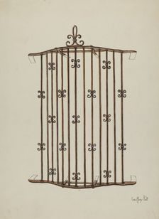 Iron Grille (at Window) a Restoration Drawing, 1936. Creator: Geoffrey Holt