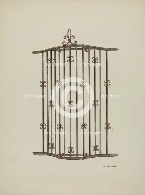 Iron Grille at Window: Restoration Drawing, 1941. Creator: William Kieckhofel.