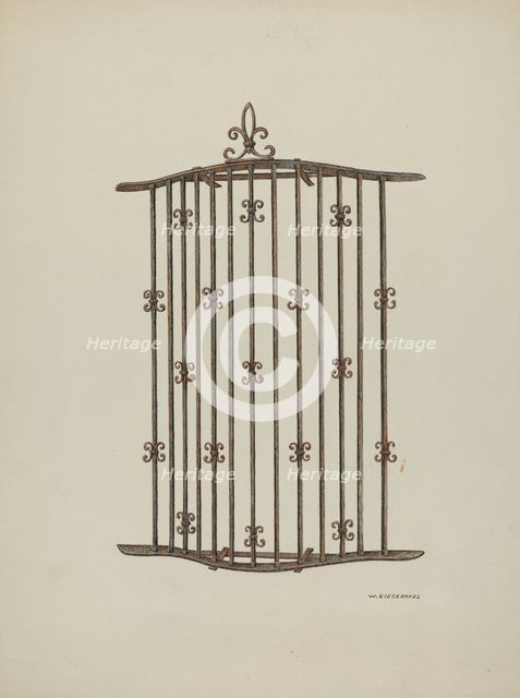 Iron Grille at Window: Restoration Drawing, 1941. Creator: William Kieckhofel.