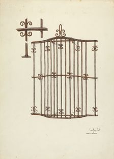 Iron Grille at Window: Restoration Drawing, 1936. Creators: Geoffrey Holt, Harry Mann Waddell