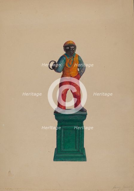 Iron Hitching Post, c. 1937. Creator: Harry Jennings.
