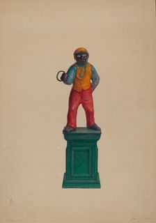 Iron Hitching Post, c. 1937. Creator: Harry Jennings