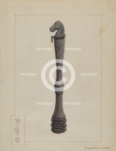 Iron Hitching Post, c. 1937. Creator: Samuel Fineman.