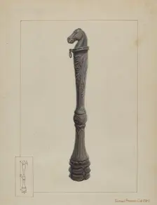 Iron Hitching Post, c. 1937. Creator: Samuel Fineman