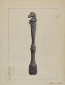 Iron Hitching Post, c. 1937. Creator: Samuel Fineman