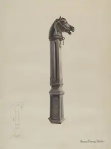 Iron Hitching Post, c. 1937. Creator: Samuel Fineman