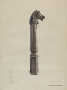 Iron Hitching Post, c. 1937. Creator: Samuel Fineman
