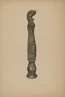 Iron Hitching Post, c. 1939. Creator: Rose Campbell-Gerke