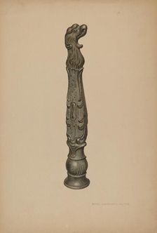 Iron Hitching Post, c. 1939. Creator: Rose Campbell-Gerke