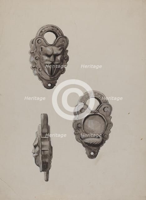 Iron Lock, c. 1937. Creator: Majel G. Claflin.