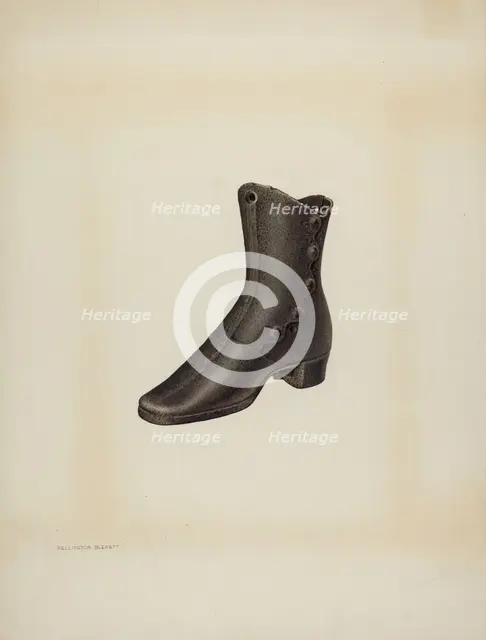 Iron Mannequin Shoe, c. 1938. Creator: Wellington Blewett.