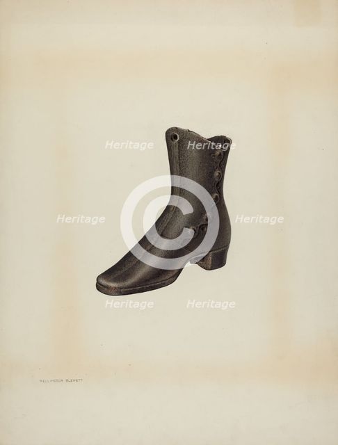 Iron Mannequin Shoe, c. 1938. Creator: Wellington Blewett.
