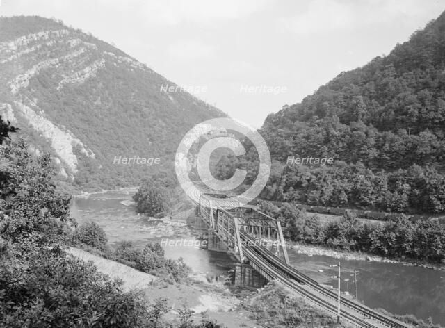 Iron Mountains & water gap near Clifton Forge, Clifton Forge, Va., between 1900 and 1910. Creator: Unknown.