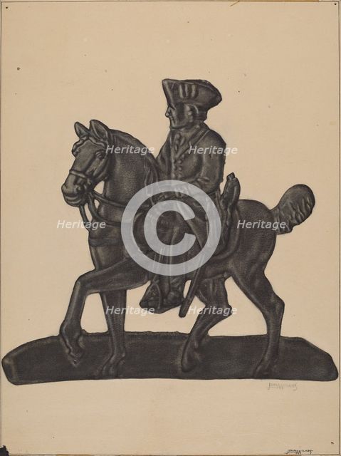 Iron Officer on Horse, c. 1937. Creator: John Wilkes.