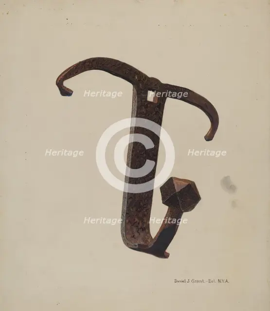 Iron Pot Hook, c. 1940. Creator: DJ Grant.