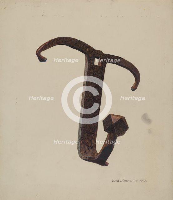 Iron Pot Hook, c. 1940. Creator: DJ Grant.