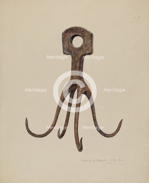 Iron Pot Hook, c. 1940. Creator: Marin J. Bright.