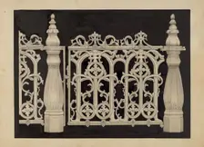 Iron Railing and Gate, c. 1936. Creator: James M. Lawson