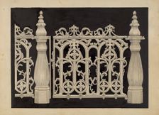 Iron Railing and Gate, c. 1936. Creator: James M. Lawson