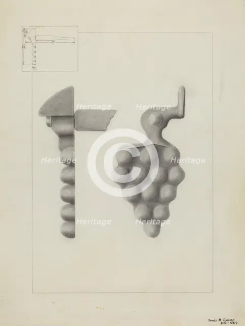 Iron Shutter Fastener, c. 1936. Creator: James M. Lawson.